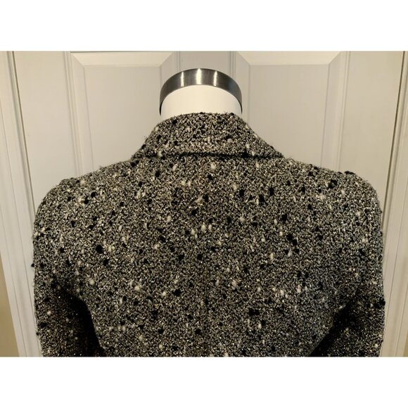 J. Crew Collection Shimmering Silver Metallic, Black & White Tweed Blazer, Sz 2 - Picture 8 of 9